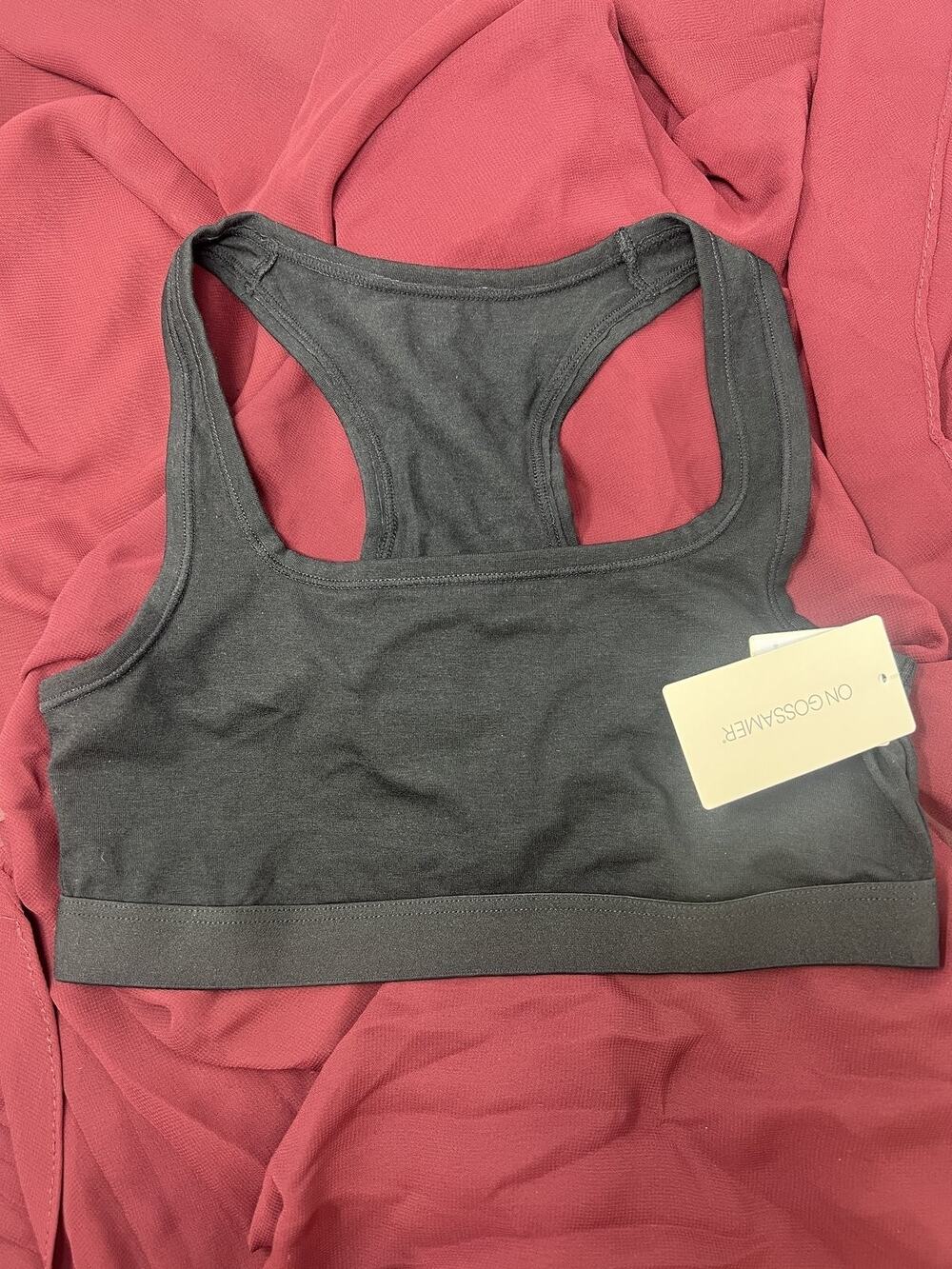 On Gossamer NWT US S Black G4228 Cabana Cotton Tank Bralette Racerback